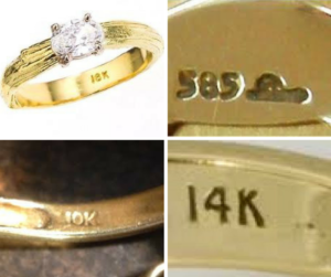 gold purity stamps on jewelry