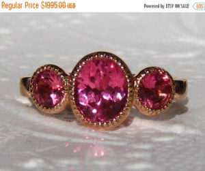 pink gemstone rose gold ring