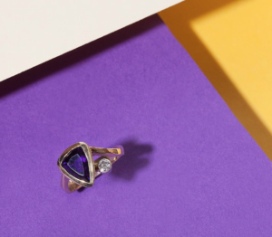 amethyst ring with diamond