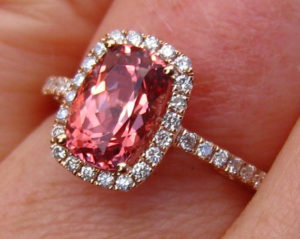 peach gemstone engagement ring