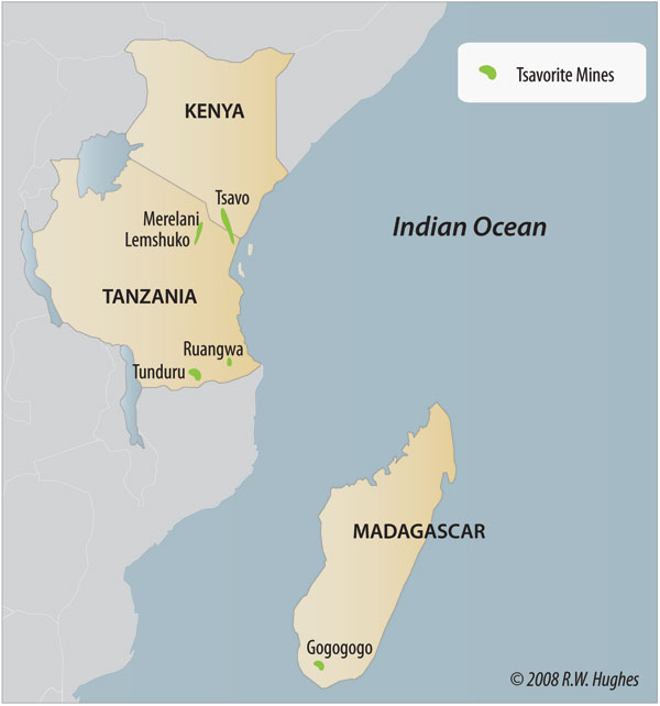 map of where tsavorite is mined